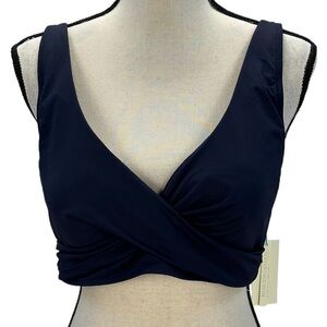 Sea Level Twist Front Lightly Padded Bikini Top - Navy Blue - size 14